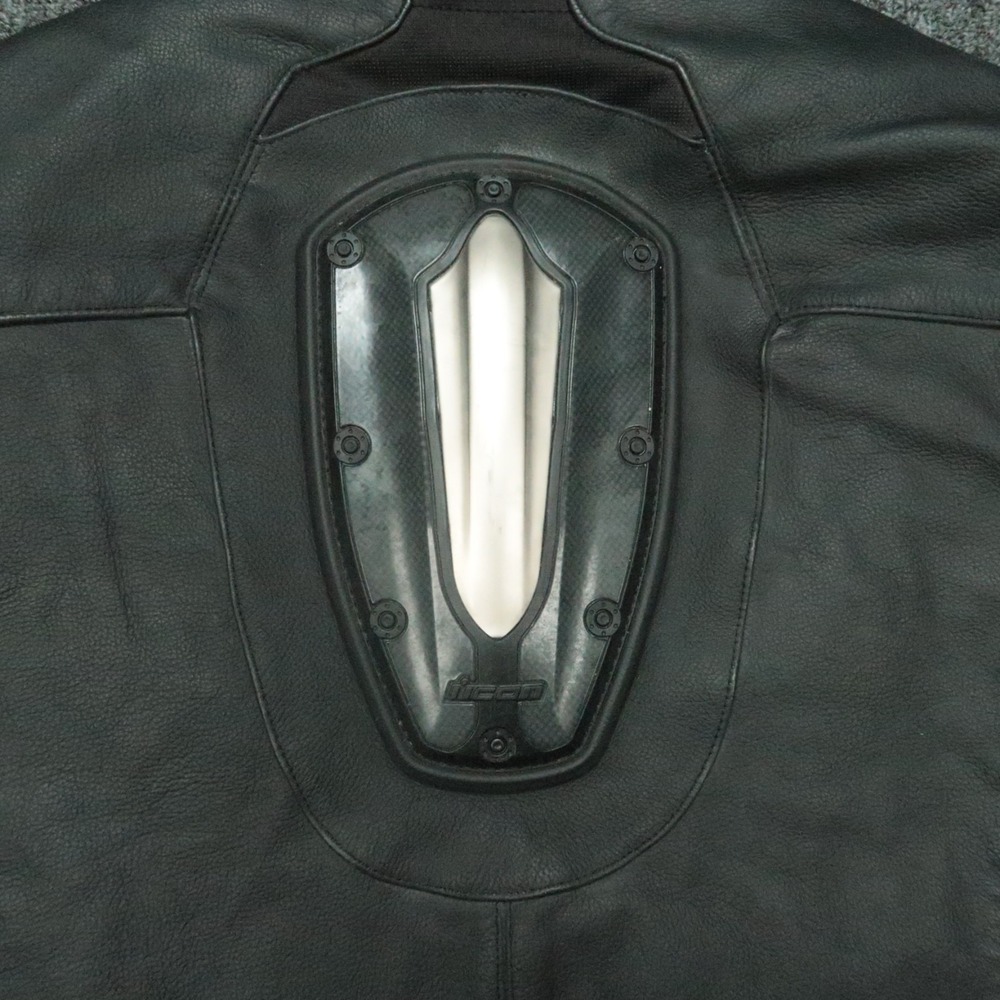 ICON Jacket Mens Large Black Leather Accelerant Moto Padded Quilt Lined Biker - Picture 12 of 15